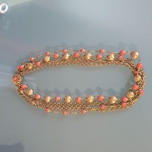 Vintage chain and laminate multi-strand necklace